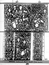 Rouen : Cathédrale - Vitrail, déambulatoire, baie 57, Histoire de Joseph, cinquième panneau en haut