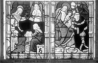 Rouen : Eglise Saint-Nicaise - Vitrail, fenêtre 1, bas-côté nord, la Vie du Christ, panneaux