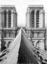 Paris 04 : Cathédrale Notre-Dame - Tours clochers de la façade ouest : couronnement côté est