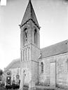 Port-en-Bessin-Huppain : Eglise d'Huppain - Façade sud : Clocher