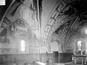 Bagnot : Eglise - Vue intérieure du chœur : peintures murales, côté nord