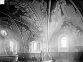 Bagnot : Eglise - Vue intérieure du chœur : peintures murales, côté sud