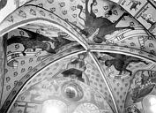 Bagnot : Eglise - Peintures murales du choeur, voûtains : Le Christ et les symboles des évangélistes