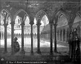 Mont-Saint-Michel (Le) : Abbaye - Dessin à l'aquarelle : Vue d'ensemble du cloître