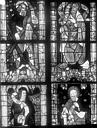 Mans (Le) : Cathédrale Saint-Julien - Vitrail du transept nord, baie 13, panneaux 3, 4, 11 et 12 : Saint André, saint Jacques le mineur, saint Simon et saint Thaddée