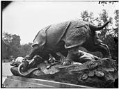 Paris 01 : Jardin des Tuileries - Statue du Rhinocéros attaqué par un tigre, groupe sculpé