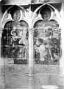 Evreux : Cathédrale Notre-Dame - Peinture murale d'une chapelle : Annonciation. Chanoine priant présenté par saint Jean-Baptiste