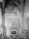 Bénisson-Dieu (La) : Eglise Saint-Bernard* ancienne abbaye - Peinture murale de la chapelle des Nerestang, côté ouest : Annonciation. Le Christ parmi les docteurs