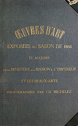 Couverture de l'album photographique des œuvres exposées au Salon et achetées ou commandées par l'État. 1866.
