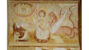 Détail d’une fresque du porche de l’abbatiale de Saint-Sébastien-sur-Loire.