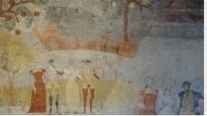 Scène de tournoi et festivités, salle des peintures du château de Montferrand