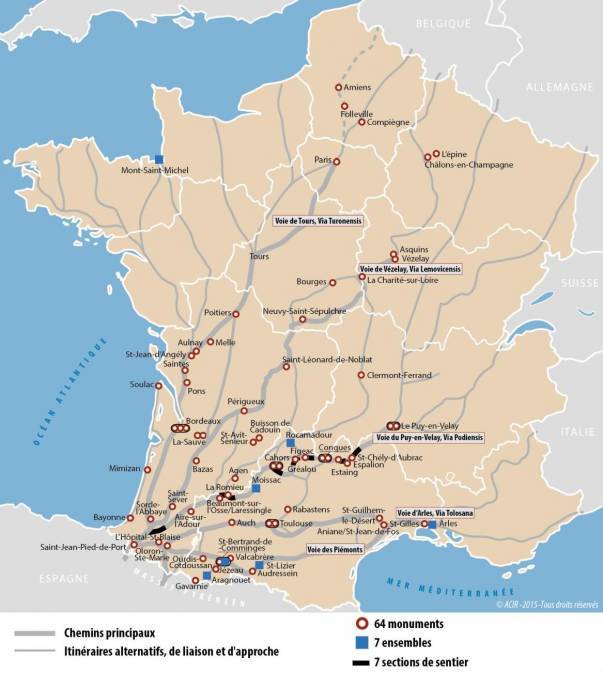 Le bien culturel en série "Chemins Saint-Jacques-de-Compostelle en France