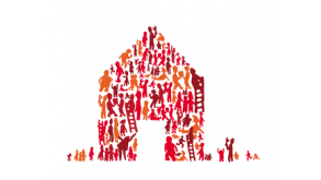 une foule construit une maison