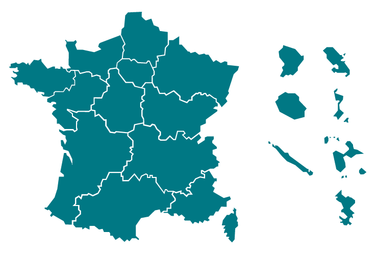 Carte des Directions régionales des affaires culturelles et informations de contact
