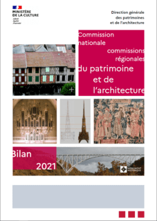 Couverture du bilan 2021 de la Commission nationale du patrimoine et de l'architecture & des commissions régionales du patrimoine et de l'architecture