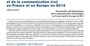 Les ménages et les technologies de l'information et de la communication en France et en Europe en 2012