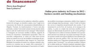 La presse française en ligne en 2012 : modèles d'affaires et pratiques de financement