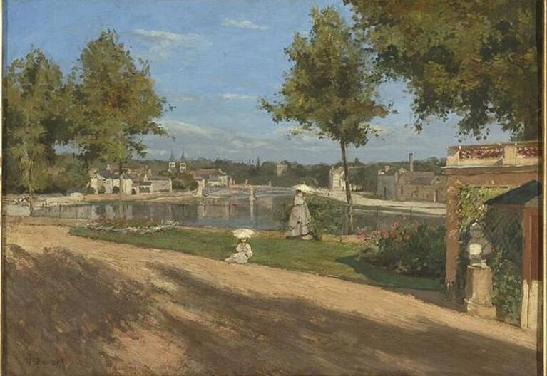 Henri Rouart, « La Terrasse au bord de la Seine à Melun », v. 1874, huile sur toile, 46.5 x 65.5 cm, Paris, musée d’Orsay/cliché : RMN-GP
