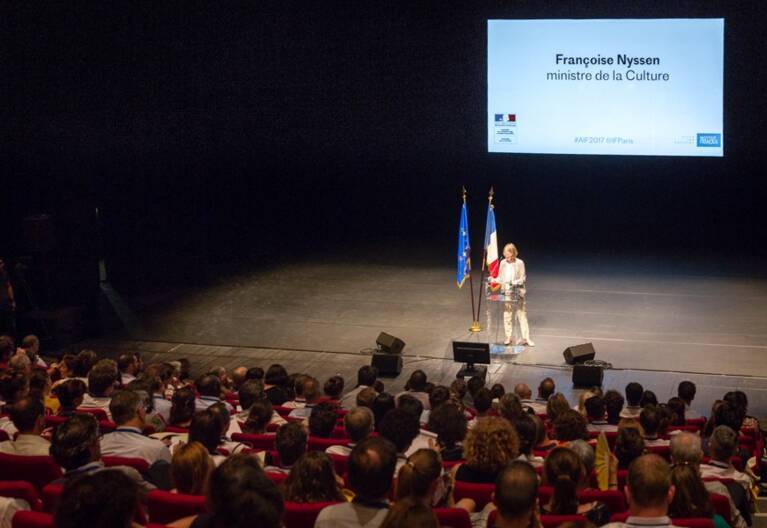 Françoise Nyssen aux Ateliers de l'Institut Français