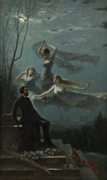 La Foulhouze Amable Gabriel de (1815-1887), Les Nuits de Musset, huile sur toile, 1886, Clermont-Ferrand, musée d'art Roger-Quilliot / Cliché Jacques-Henri Bayle - utilisation soumise à autorisation