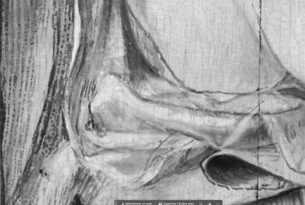 Triptyque Maître de Mouins Dessin sous-jacent réalisé au pinceau