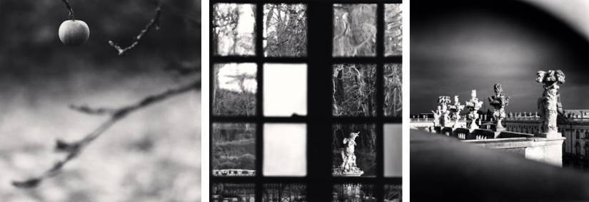 3 tirages argentiques de photographies : Winter apple, Château d’Haroué, Lorraine, France,  Stanislas place, Lorraine, France, par Michael Kenna, 2013