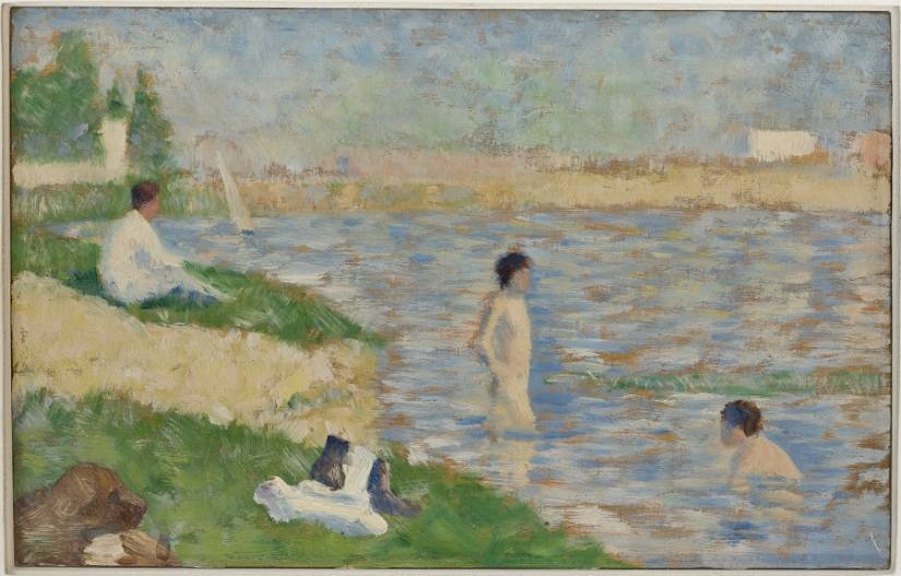 paysage hommes chien rivière