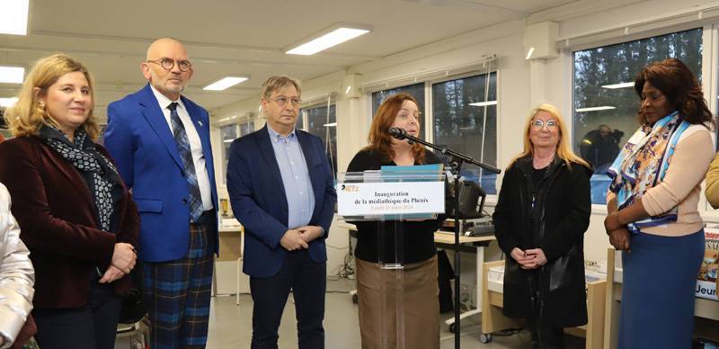 Inauguration de l'ouverture de la bibliothèque Phénix, le 11 mars 2024, à Borny - Metz