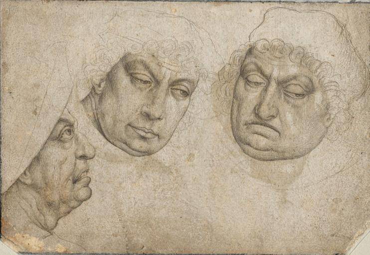 Derick Baegert, Trois têtes masculines (recto), vers 1477, Chantilly, musée Condé, © musée Condé