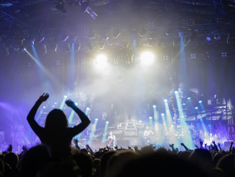 photo de foule pendant un concert, de nuit, au Printemps de Bourges