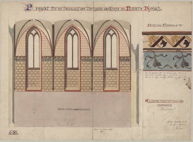 Projet de peinture pour le narthex, collégiale Saint-Florent de Niederhaslach, Ch. Winkler, 1893. DAR 325A001-016 - Denkmalarchiv