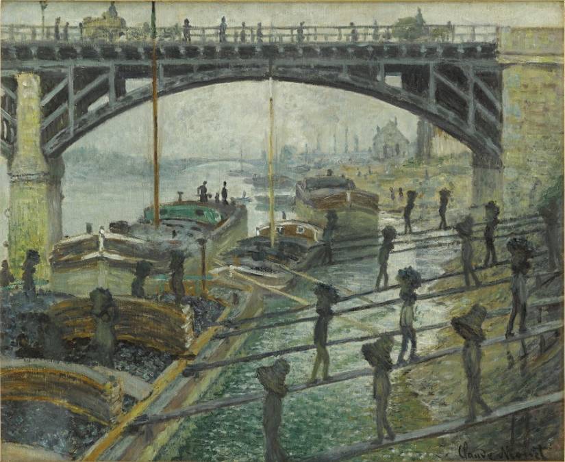 peinture bateaux fleuve hommes travailleurs