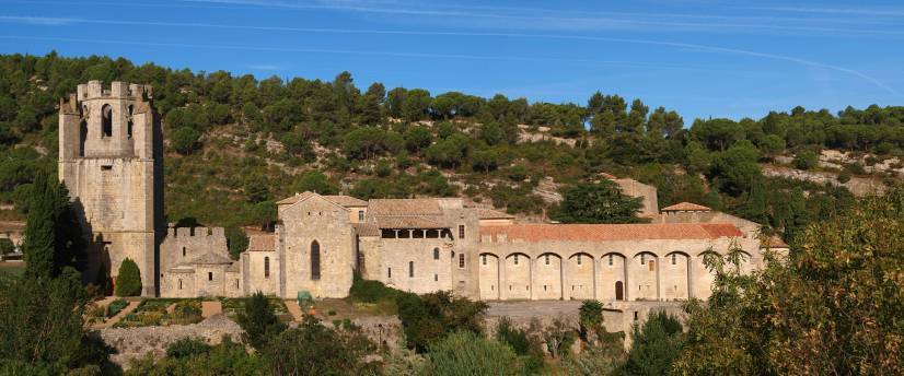 Abbaye Sainte-Marie de Lagrasse vue depuis le village - photo Bertrand Bouret