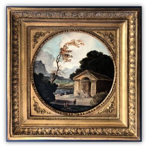 Chamarande - Tableau et son cadre sculpté en bois doré, La laiterie de Méréville.jpg