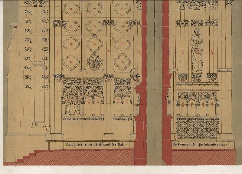 Dom zu Metz. Bericht IV v. 29. 12.1900. Mappe B. Neues Hauptportal. Fertige Werkstücke - Denkmalarchiv