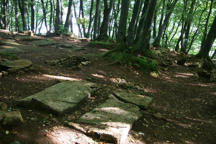 Nécropole mérovingienne d'Audun-le-Tiche (Moselle) : tombe maçonnée en petits moellons