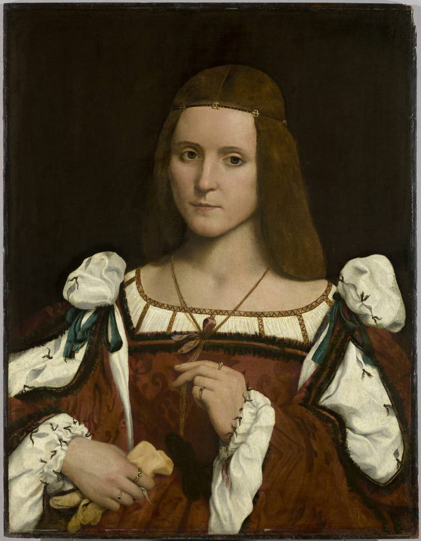 Anonyme, Lombardie, Portrait de femme dit parfois à tort portrait d'Isabelle d'Este, huile sur noyer, 1er quart 16e siècle, musée du Louvre département des Peintures. Cliché RMN-GP / Mathieu Rabeau