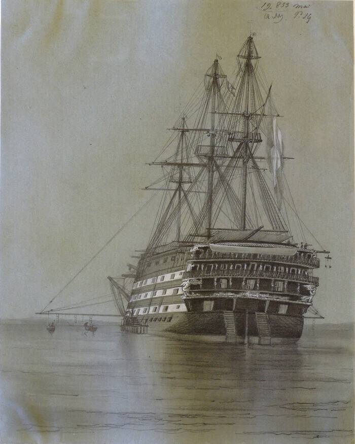 Grand voilier ancien sur l'eau