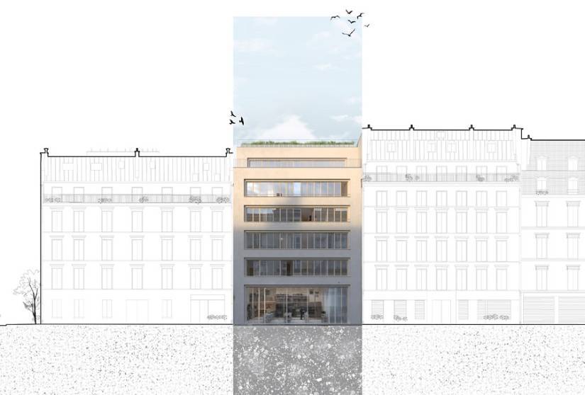 Projection de la façade sur rue - rendu photoréaliste © Mihai Ceban, Thibaud Salaun École nationale supérieure d’architecture de Versailles, dr