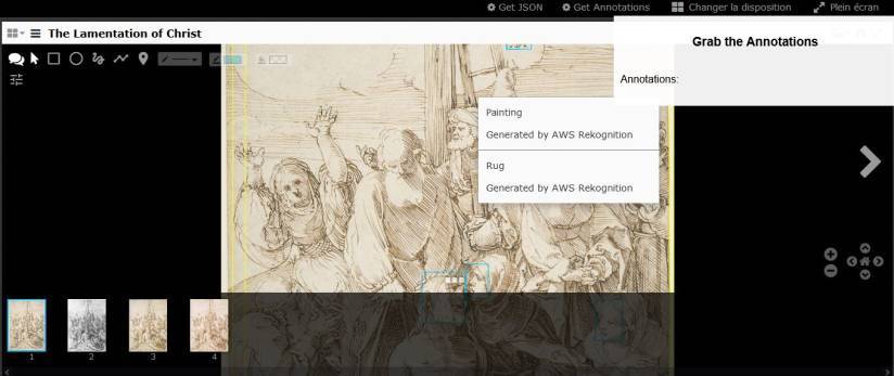 Annotation IIIF dans le visualiseur Mirador, sur une oeuvre d'Albrecht Dürer (Harvard Art Museums)
