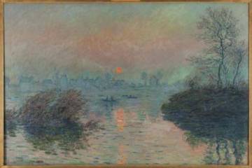 Claude Monet, « Soleil couchant, sur la Seine, effet d’hiver », 1880, huile sur toile, 101,5 x 151 cm, Petit Palais, musée des beaux-arts de la ville de Paris