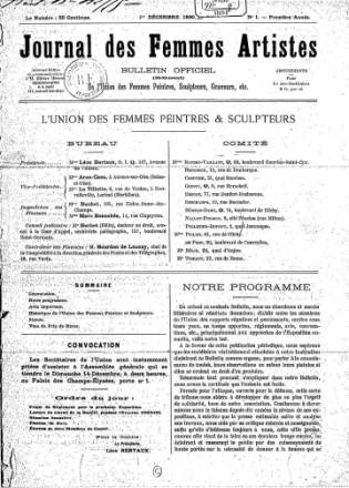 Journal des femmes artistes : bulletin officiel de l'Union des femmes peintres, sculpteurs, graveurs... BnF https://catalogue.bnf.fr/ark:/12148/cb344287764