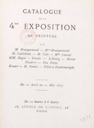 Page de garde du catalogue de la quatrième exposition impressionniste, 1879, Paris, BnF