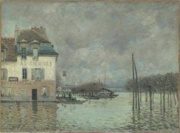 Sisley Alfred, L'inondation à Port-Marly, huile sur toile, 1876, exposé à la 2ème exposition impressionniste de 1876, Paris, musée d’Orsay, © Hervé Lewandowski, Réunion des musées nationaux