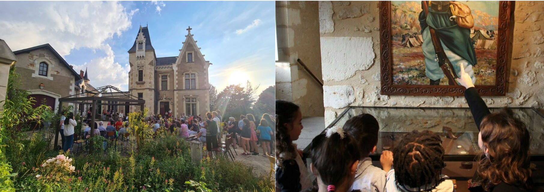 Crépuscule sur la demeure de Henri Barré (79) et visites animées par les élèves de l'école Edmond-Rostand à Bergerac (24)