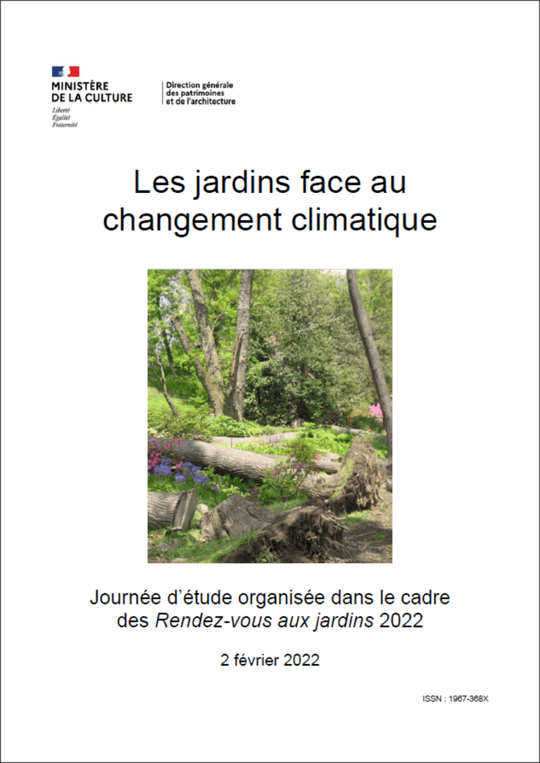 Couverture des actes de la journée d'étude du 2 février 2022 : Les jardins face au changement climatique