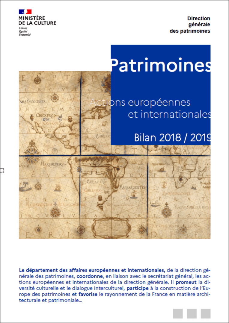 Patrimoines - Actions européennes et internationales - Bilan 2018 / 2019