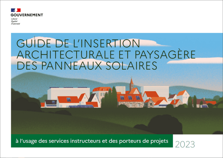 Couverture du guide de l’insertion architecturale et paysagère des panneaux solaires - 2023