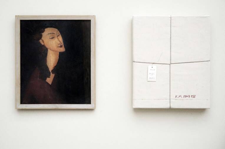 Modigliani, "Tête de femme", 1917, huile sur toile, 55,3 x 46,5 cm. © Photo Raphaël Denis/Courtesy galerie Sator.