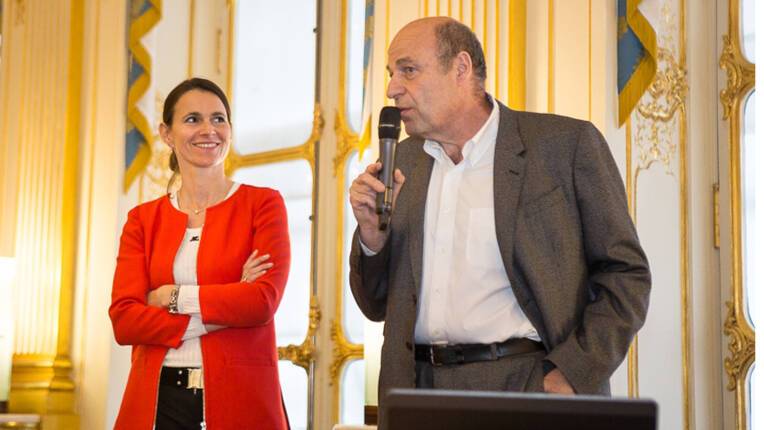 Aurélie Filippetti et Jean-Louis Cohen lors de la présentation du Pavillon français